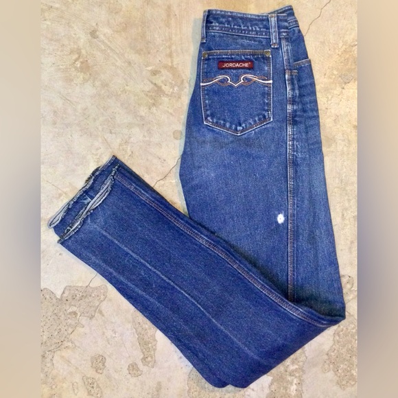 Jordache Denim - Vintage Jordache Jeans Unhemmed Long 24x33 Straight Horsehead Made USA 80s